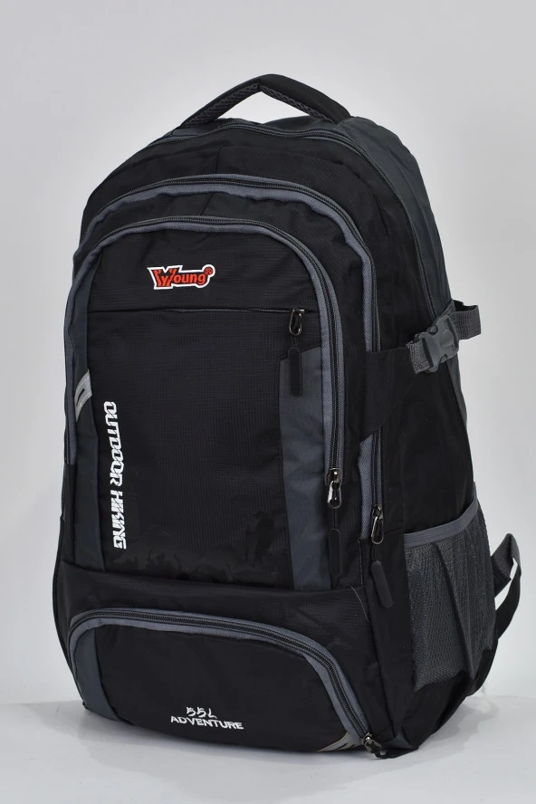 Elatae Young Ultra Light Lüks Kumaş Çok Gözlü Günlük Dağcı Sırt Çantası Siyah 55 Litre 51505 - Resim 3