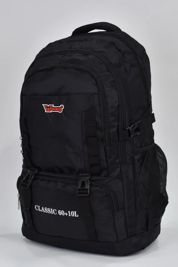 Elatae Young Ultra Light Lüks Kumaş Çok Gözlü Günlük Dağcı Sırt Çantası Siyah 60+10 Litre 51507 - 2