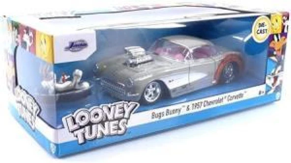 Jada Looney Tunes Bugs Bunny 1957 Chevrolet Corvette 1/24 Model Araba