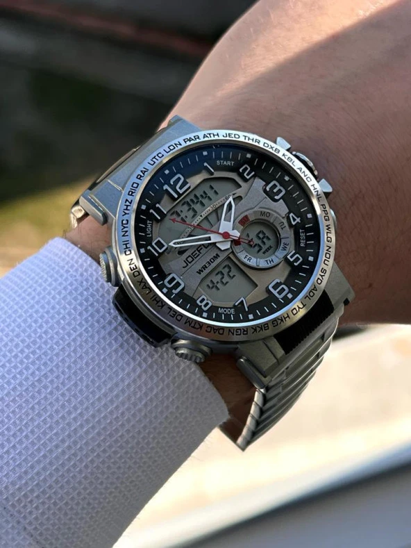 JOE-KJ02 Joefox Digital&Analog Kronmetre+Takvim+Alarm+Aydınlatma Erkek Kol Saati - Resim 2