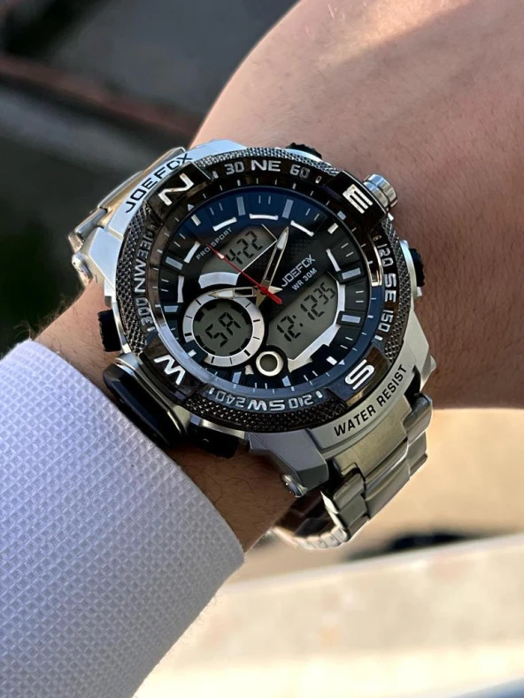 JOE-KJ03 Joefox Digital&Analog Kronmetre+Takvim+Alarm+Aydınlatma Erkek Kol Saati - Resim 2