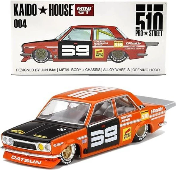 Mini Gt Kaido House 004 Datsun 510 Pro Street SK510 Orange Model Araba