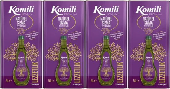 Komili Zeytinyağı 20LT Natural Ege Sızması (Teneke) (4PK*5LT)