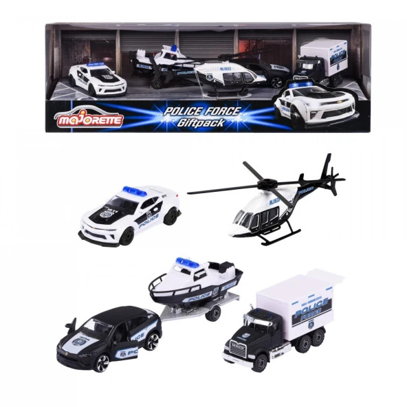 Majorette Polis Araçları Lisanslı 5 Parça Hediye Koleksiyon Seti 7.7 cm Die-Cast (Metal)