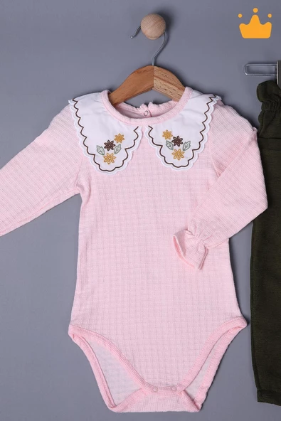 Babyhola Bayramlık Kız Bebek Çocuk Çıtçıtlı Badi Pantolon Şık Alt Üst Takım 2327 - 9