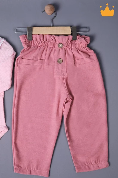 Babyhola Bayramlık Kız Bebek Çocuk Çıtçıtlı Badi Pantolon Şık Alt Üst Takım 2327 - 6
