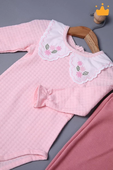 Babyhola Bayramlık Kız Bebek Çocuk Çıtçıtlı Badi Pantolon Şık Alt Üst Takım 2327 - 2