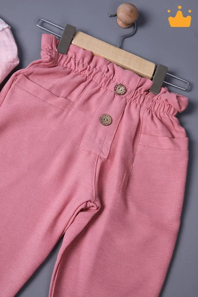 Babyhola Bayramlık Kız Bebek Çocuk Çıtçıtlı Badi Pantolon Şık Alt Üst Takım 2327 - 4