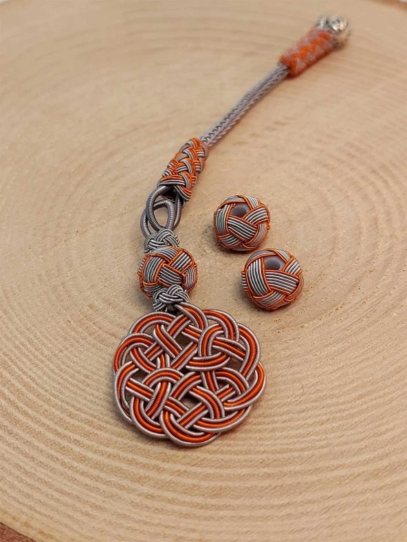 Bakır El İşi Kazaz Püskül & 2 Habbeli Takım (45558) - Resim 2