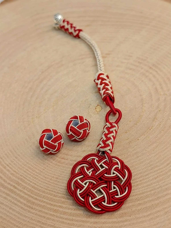 Bakır El İşi Kazaz Püskül & 2 Habbeli Takım (45566) - Resim 2