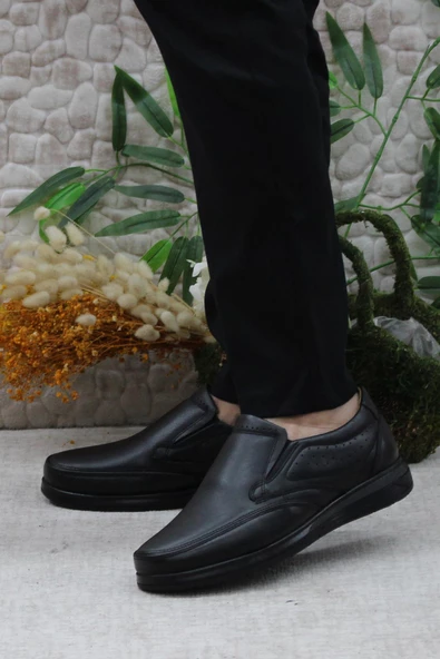 Mehmet Mete 42960 Siyah İç Ve Dış Hakiki Deri Rahat Yumuşak Erkek Ayakkabı - Resim 3