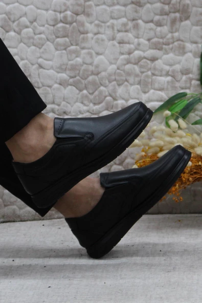 Mehmet Mete 42960 Siyah İç Ve Dış Hakiki Deri Rahat Yumuşak Erkek Ayakkabı - Resim 5