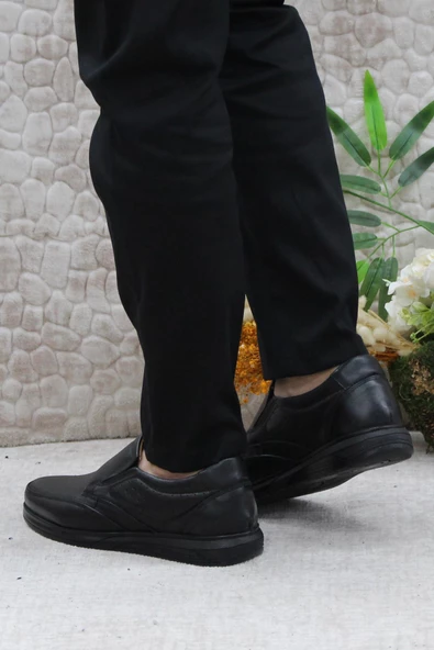 Mehmet Mete 42960 Siyah İç Ve Dış Hakiki Deri Rahat Yumuşak Erkek Ayakkabı - Resim 4