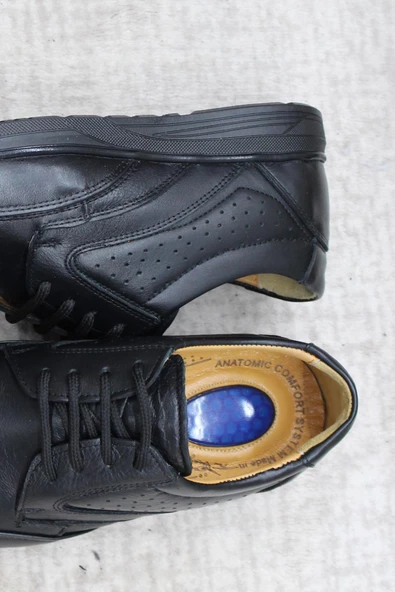 Mehmet Mete 42961 Siyah İç Ve Dış Hakiki Deri Rahat Yumuşak Erkek Ayakkabı - Resim 6