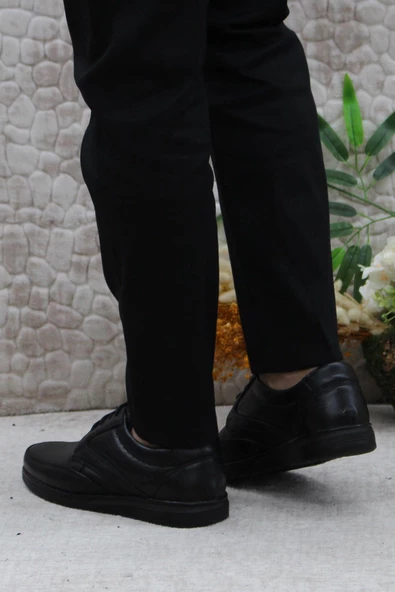 Mehmet Mete 42961 Siyah İç Ve Dış Hakiki Deri Rahat Yumuşak Erkek Ayakkabı - Resim 4