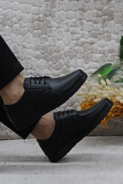 Mehmet Mete 42961 Siyah İç Ve Dış Hakiki Deri Rahat Yumuşak Erkek Ayakkabı - Resim 5