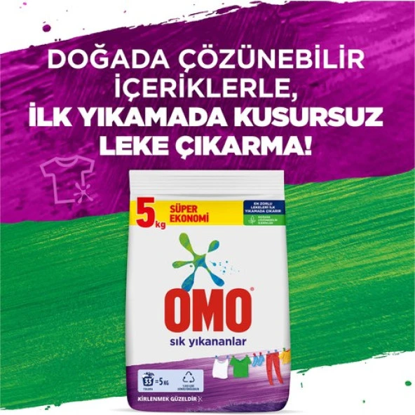 Omo Toz Çamaşır Deterjanı Sık Yıkananlar Leke Çıkarıcı 5 Kg - 3