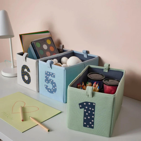 3 Parça Kutu Seti, BARNDRÖM Çok Renkli MeridyenDukkan 17x27x17 cm Çocuk Odası Düzenleme Kutuları - Resim 5