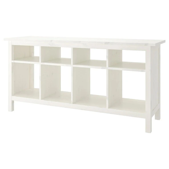 Hemnes Konsol, Beyaz Vernik MeridyenDukkan 157x40x74 cm Masif Çam 8 Bölmeli Ünite