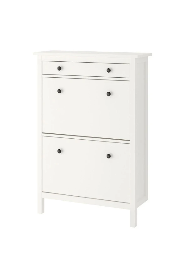 HEMNES Ayakkabı Dolabı, Çekmeceli Beyaz Renk 89x30x127 cm, 2 Bölmeli Ayakkabılık