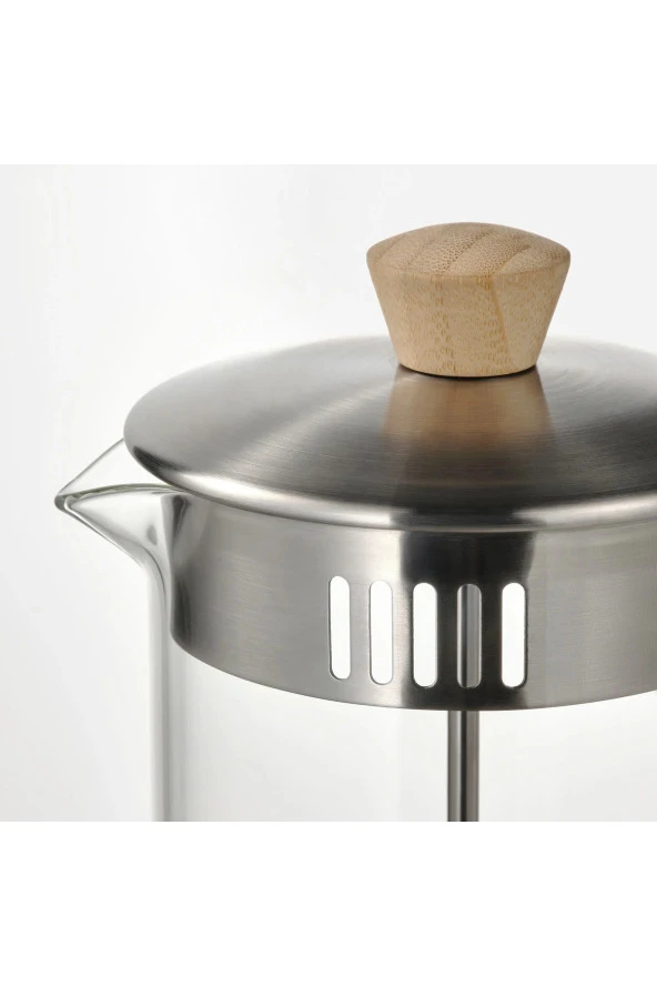 French Press Çay Kahve Demleme Paslanmaz Çelik & Cam & Bambu 1 Litre - 6