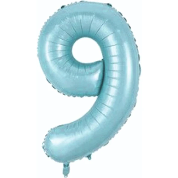 9 Rakam Açık Mavi Folyo Balon 76 cm