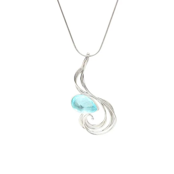 925 Ayar Gümüş Akumarin Taşlı Sarmaşık Kolye - Resim 4