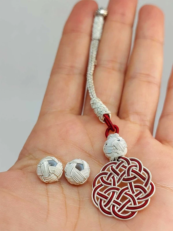 Bakır El İşi Kazaz Püskül & 2 Habbeli Takım (45572) ürün görseli