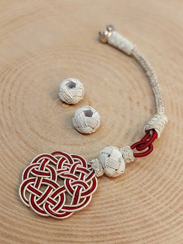 Bakır El İşi Kazaz Püskül & 2 Habbeli Takım (45572) - Resim 2