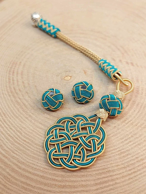 Bakır El İşi Kazaz Püskül & 2 Habbeli Takım (45574) ürün görseli