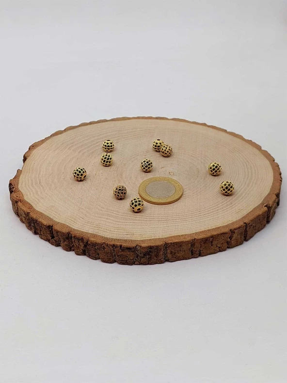 Sarı Metal Zirkon Taş Ara Malzeme 8mm/3adet (45600) - Resim 2