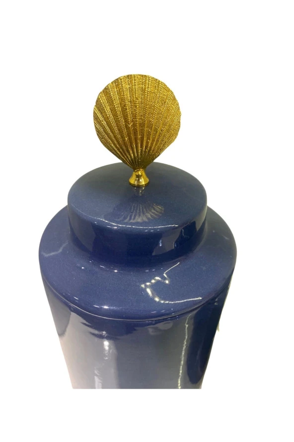 2 li Mavi Deniz Kabuğu Detaylı Kapaklı Küp - 2