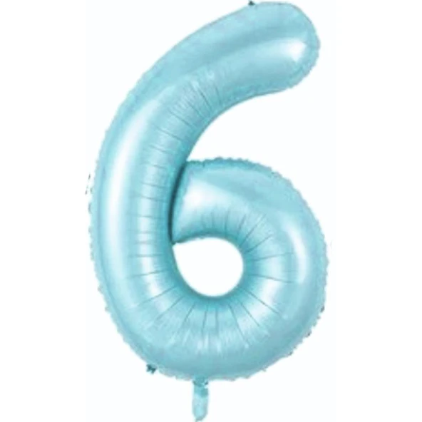 6 Rakam Açık Mavi Folyo Balon 76 cm