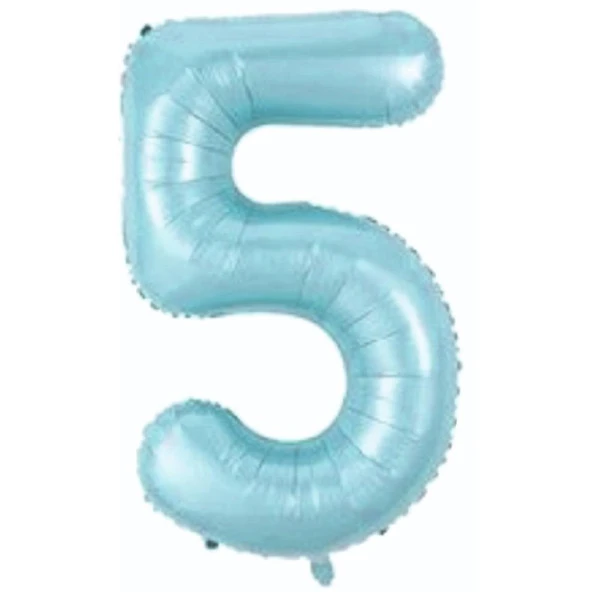 5 Rakam Açık Mavi Folyo Balon 76 cm