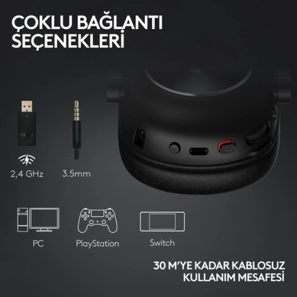 Logitech G PRO X 2 LIGHTSPEED Kablosuz DTS:X Headphone 2.0 - 7.1 Surround Ses Oyun Kulaklığı - Beyaz - 5