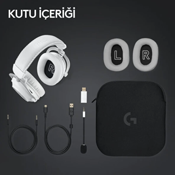 Logitech G PRO X 2 LIGHTSPEED Kablosuz DTS:X Headphone 2.0 - 7.1 Surround Ses Oyun Kulaklığı - Beyaz - 9