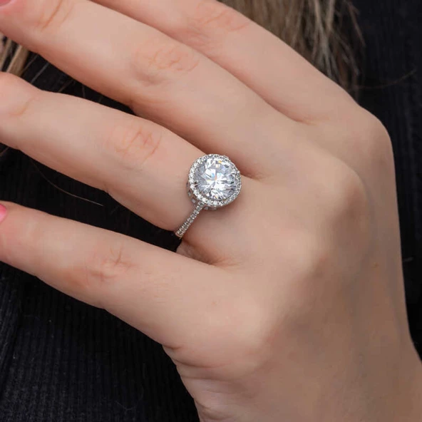 Lucky Life 925 Ayar Gumuss Yuvarlak Montür Tek Taş Lucky Life Lucky Life Kadın Yüzük - 9