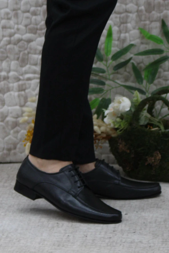 Mehmet Mete 0149 Siyah İç Ve Dış Hakiki Deri Hakiki Kösele Erkek Ayakkabı