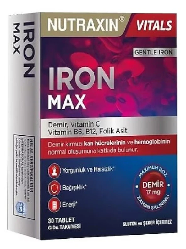 Nutraxin Iron Max Takviye Edici Gıda 30 Tablet