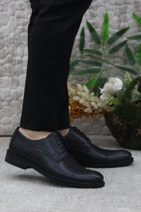 Mehmet Mete 321217 Siyah İç Ve Dış Hakiki Deri Hafif Poli Taban Erkek Ayakkabı