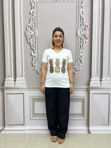 Ananaslı Tshirt - BEYAZ