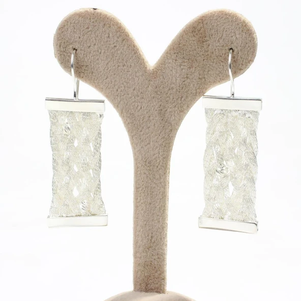 925 Ayar Gümüş El Örgüsü Dorica Toplu Küpe - Resim 2