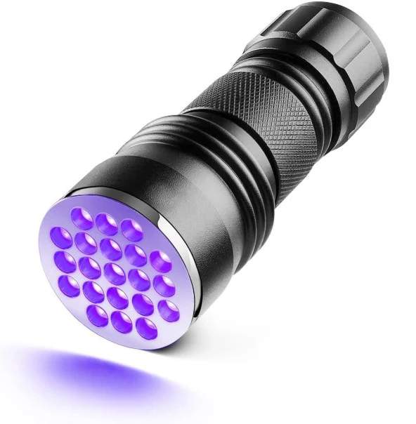 Valkyrie 21 LED 395nm Güneş Işığı Eltraviyole UV El Feneri - Siyah Fener - Evcil Hayvan Otel Ev Temizlik Para Taş Mücevherat