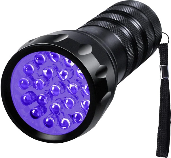 Valkyrie 21 LED 1. Kalite 395nm Güneş Işığı Ultraviyole UV El Feneri - Blacklight - Çok Amaçlı - 3