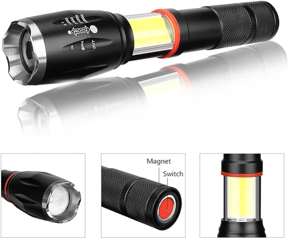 Valkyrie 8000 Lümen COB Lambalı T6 Mıknatıslı El Feneri - 6 Mod - 500 Metre Mesafe - 3