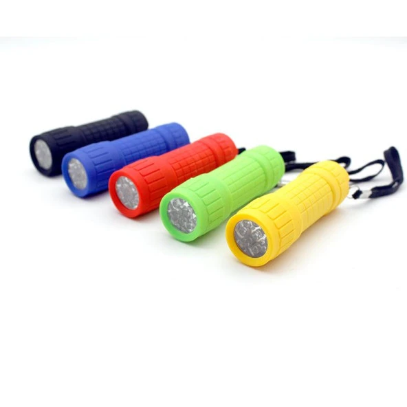 Valkyrie 5 Adet 9 Ledli El Feneri Seti - 5 Farklı Renk - 9 LED Güçlü Işık - Taşıması Kolay Cep Feneri - 6