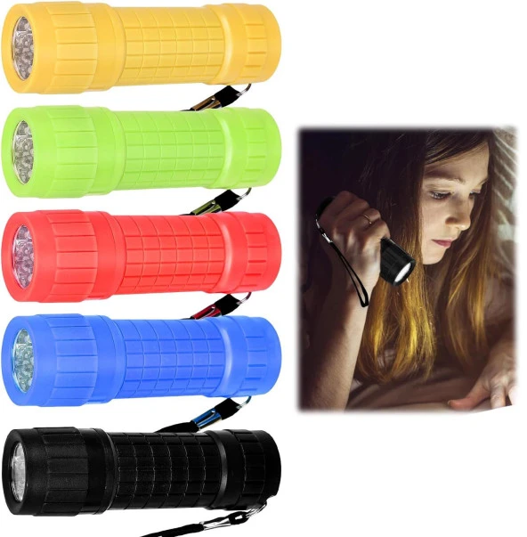 Valkyrie 5 Adet 9 Ledli El Feneri Seti - 5 Farklı Renk - 9 LED Güçlü Işık - Taşıması Kolay Cep Feneri - 10