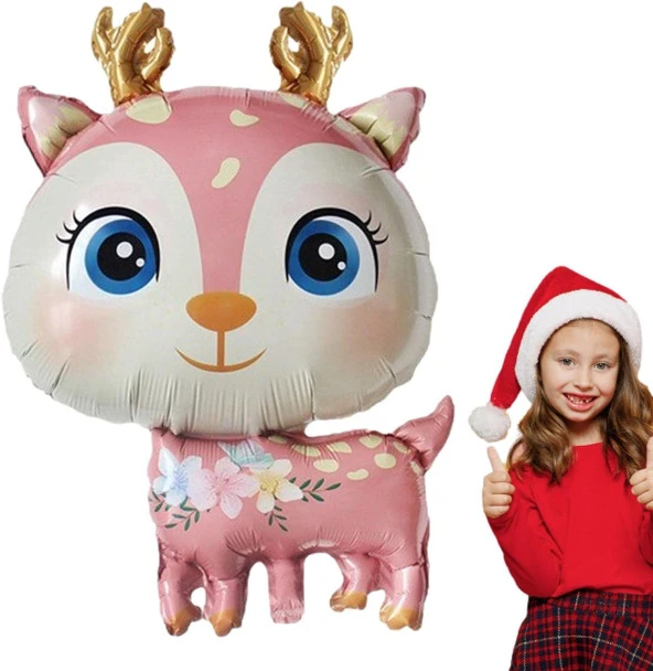 Geyik Pembe Folyo Balon 49x74,5 cm - Resim 2