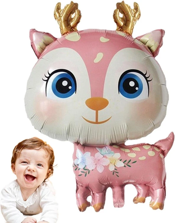 Geyik Pembe Folyo Balon 49x74,5 cm - Resim 6