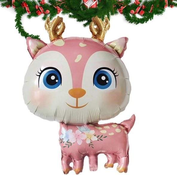 Geyik Pembe Folyo Balon 49x74,5 cm - Resim 7